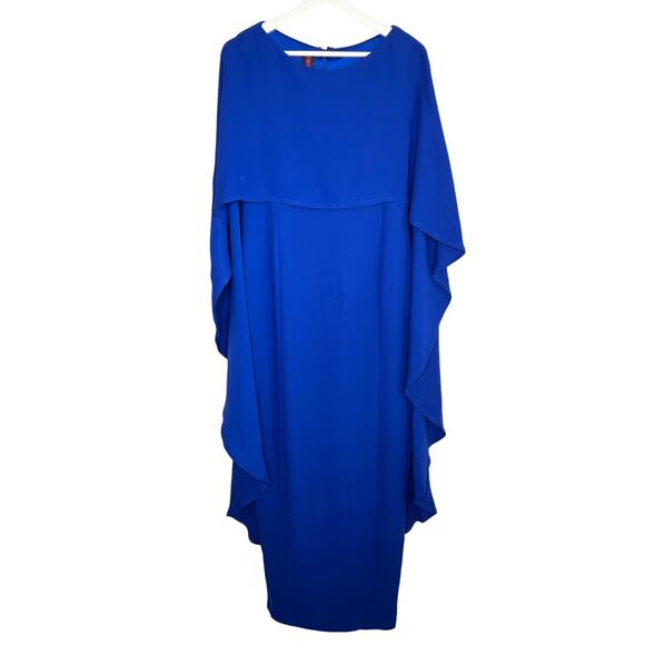 Tom and Linda Platt Chiffon Overlay Maxi Dress Royal Blue Women's Size M - Picture 2 of 8
